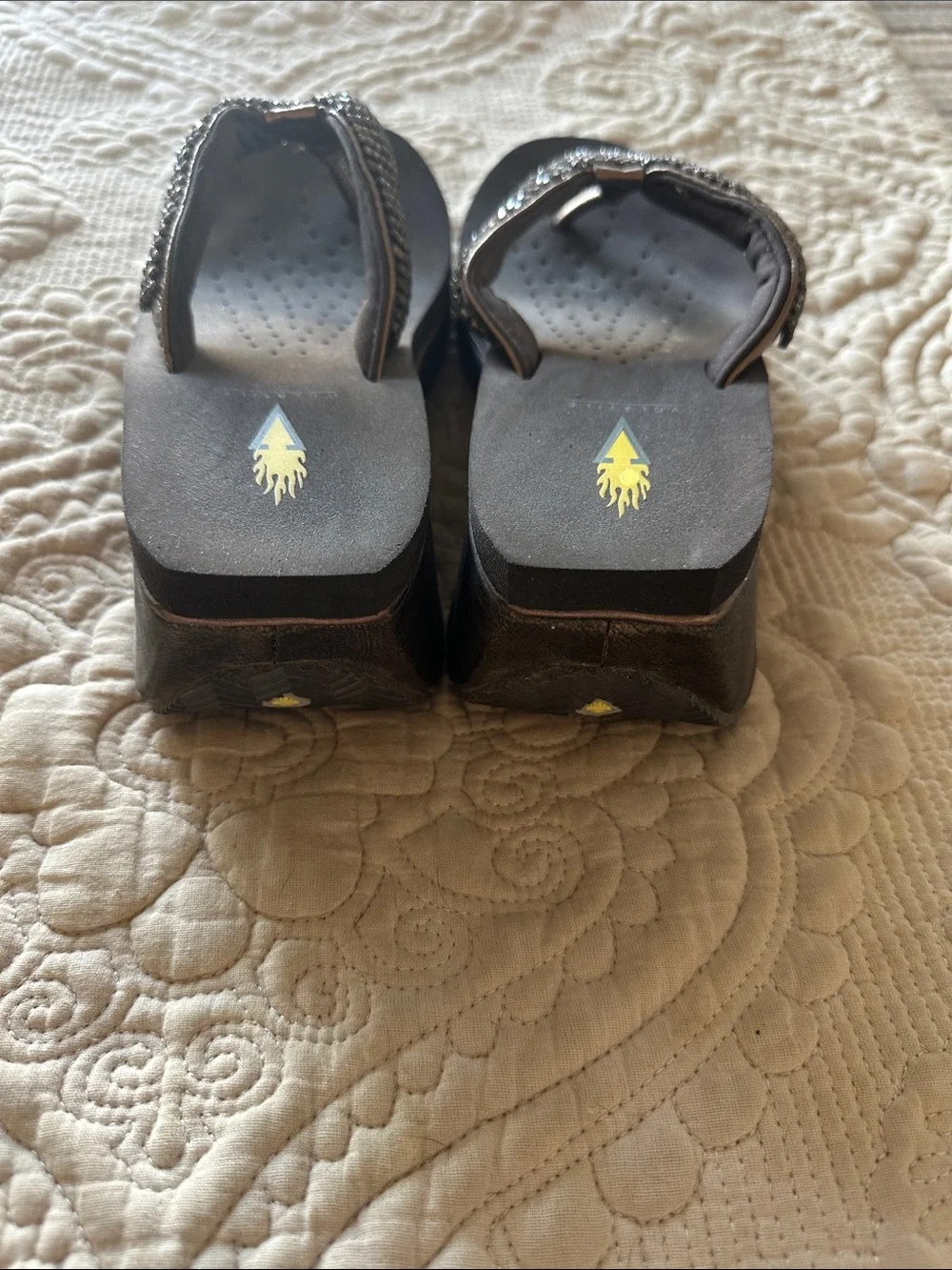 Volatile Silver Rhinestone Wedge Flip Sandals